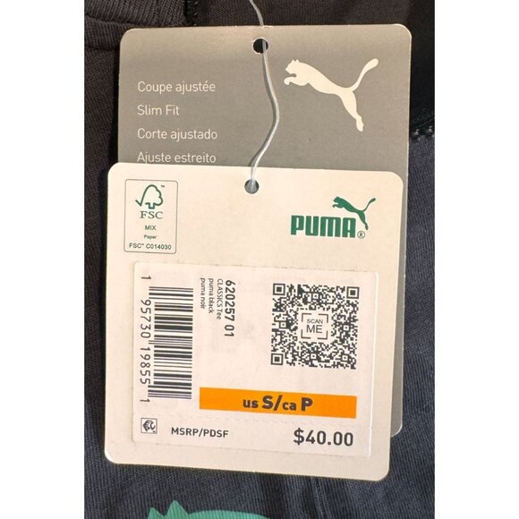 Puma Classic Quarter-Zip Tee Slim Fit Black with Green/White Logo Women's Small - Picture 5 of 5